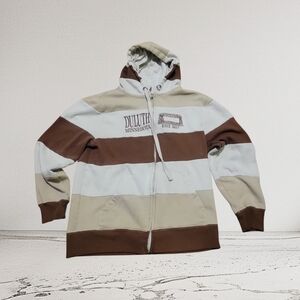 ​Vintage Ocean Blue Duluth Minnesota Full Zip Hoodie Large Striped Earth Tones